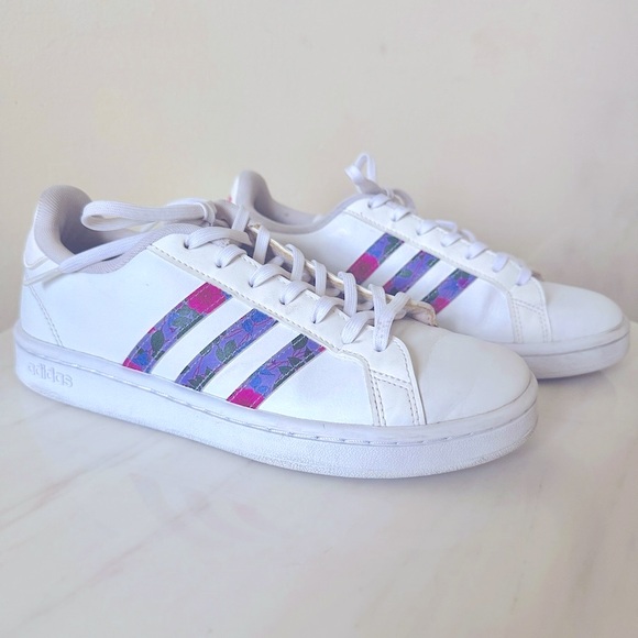adidas Shoes - Adidas Women's Grand Court Sneakers With Floral Stripe, EGO536, US Size 7